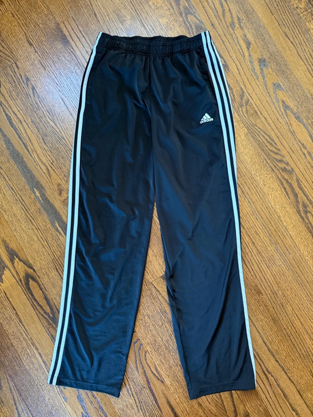 B40 adidas Women’s Large Tall Black Track Pants with White Three-Stripes